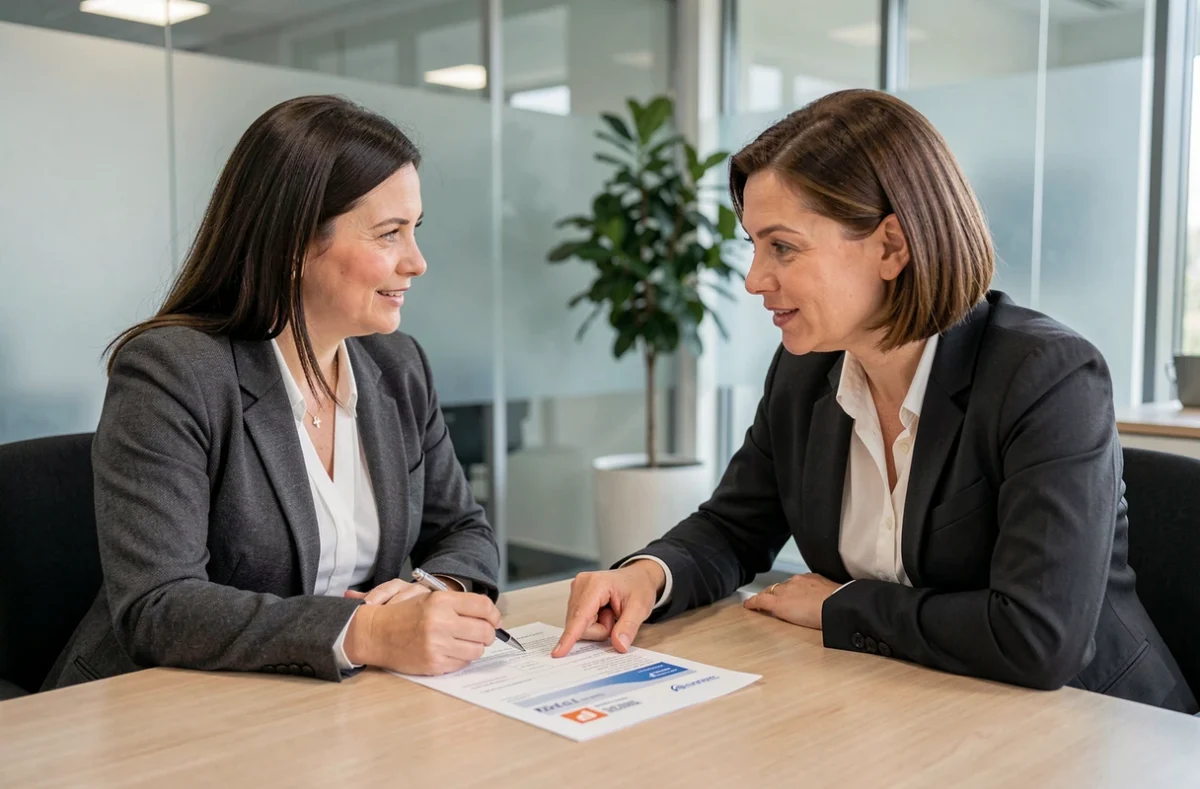 Femme consultant un conseiller bancaire pour obtenir un crédit immobilier destiné au financement de travaux de rénovation