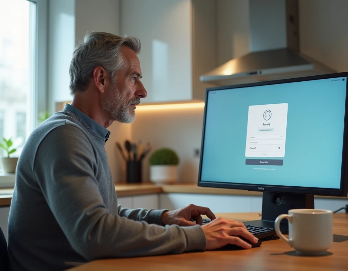 Employé hospitalier sécurisant l'accès à sa messagerie Zimbra via un portail web depuis son domicile